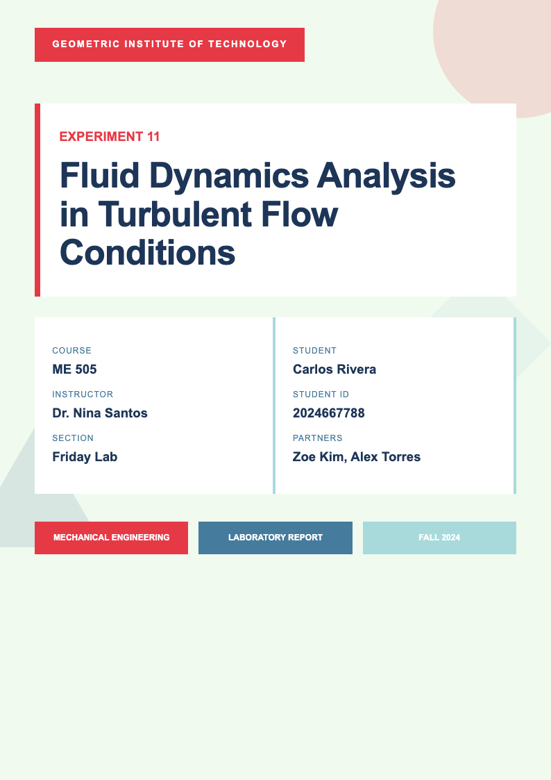 Abstract geometric lab report cover page